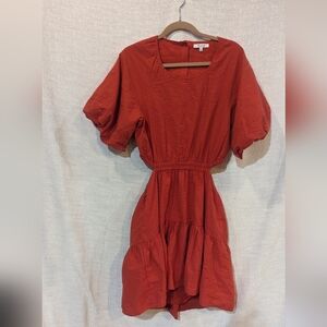 Madewell, seersucker, open back dress, size large (E)